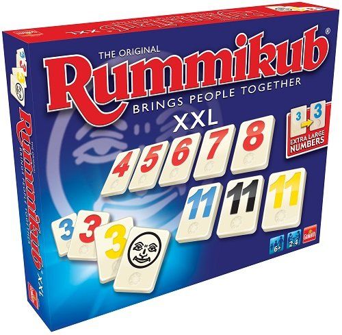 Rummikub XXL Box, die speziell für Senioren entwickelte Version von Rummikub mit extra großen Teilen für noch mehr Spielspaß für ältere Menschen und Behinderte, die auch gerne zusammen spielen