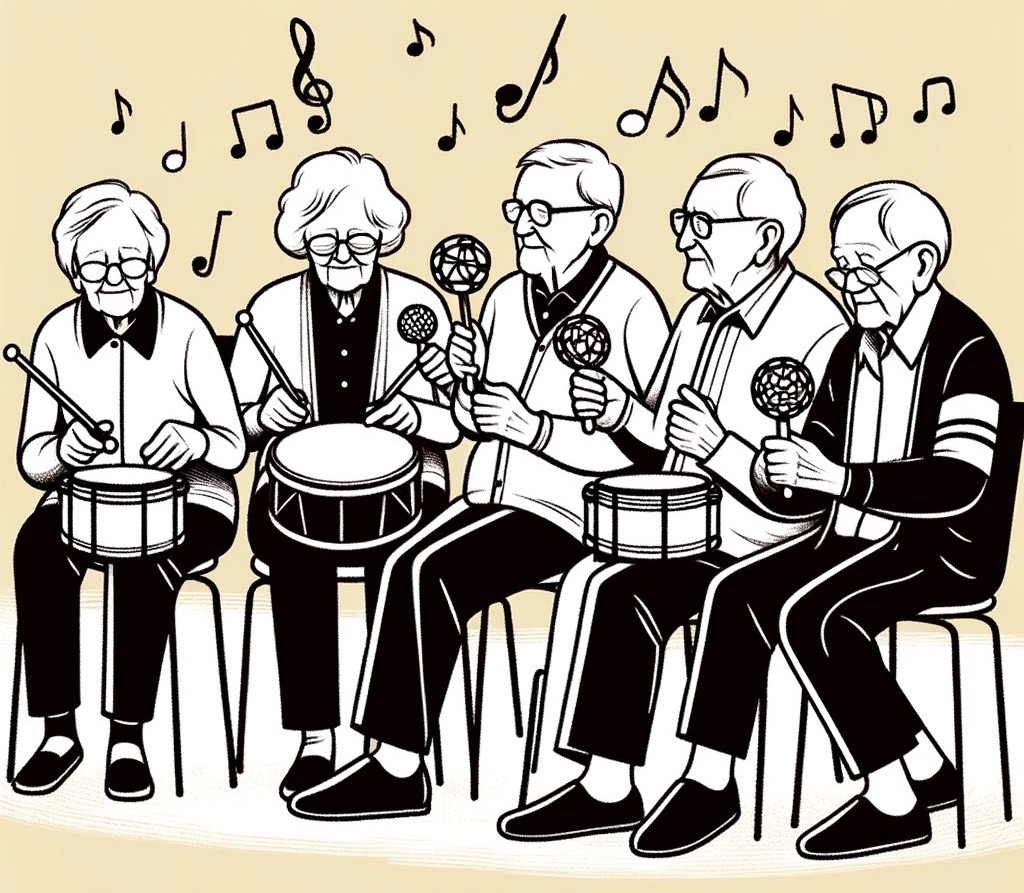 Demente Senioren haben viel Spaß beim Musizieren